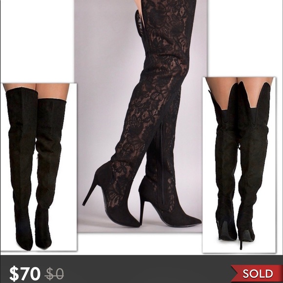 @SOULCRUSHER716 Shoes - BLACK LACE SUEDE OVER THE KNEE BOOT